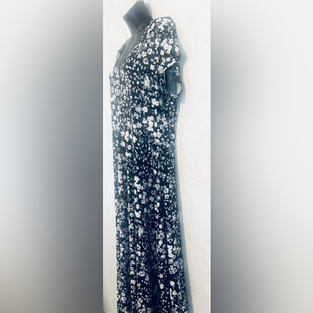 52seven Fit & Flare Maxi Women's Dress Black White Floral Cap Sleeve Size XL - Picture 4 of 14